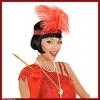 Charleston Pailletten-Stirnband (rote Feder) 8669D