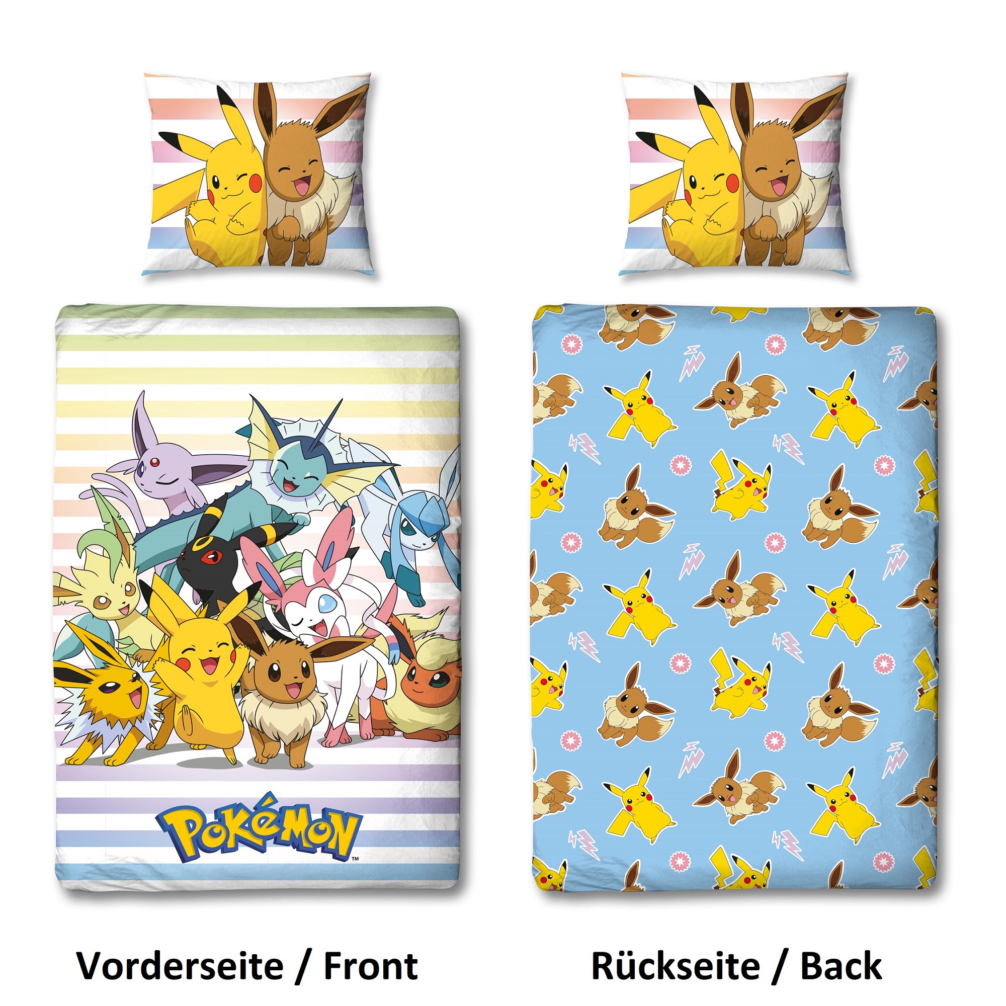 Pokemon Bettw Sche F R Kinder X X Cm Buntes Motiv Mit Pikachu