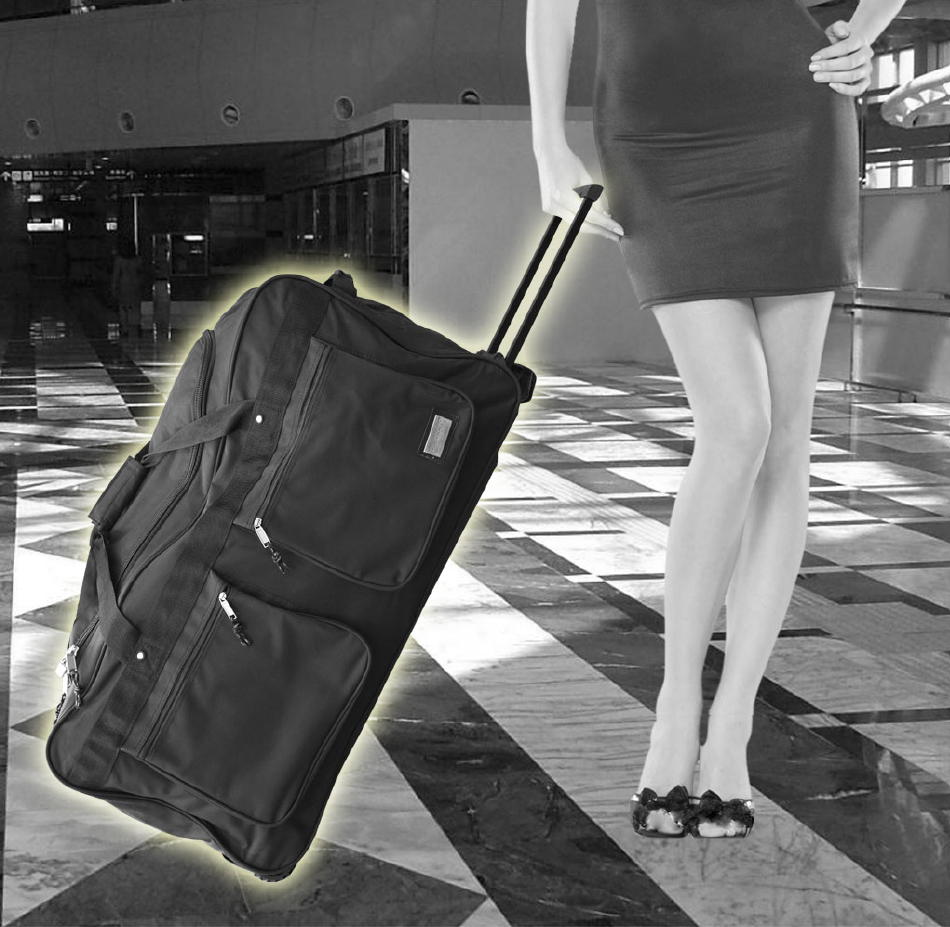 XXL-Trolley-Reisetasche-120L-3-Rollen-mit-TROLLY-Sporttasche-Koffer-schwarz