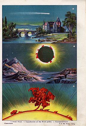 Farb.- Druck aus 1901: Himmelskunde (Komet)