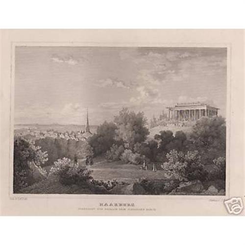Orig.-Stahlstich 1850: Hamburg Harburg (Schwarzen Berg)