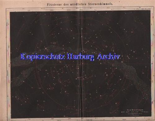 Orig.-Stich aus 1876: Karte über Fixsterne