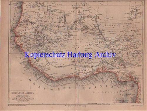 Orig.-Stich aus 1876 Landkarte: Nordwest Afrika