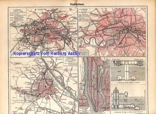 Orig.-Stich aus 1893: Stadtbahnen (U-Bahn, S-Bahn)
