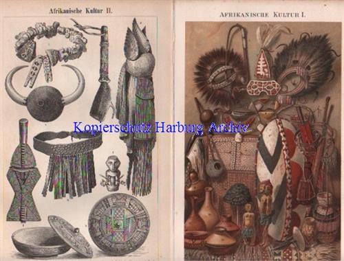Orig.-Farblitho von 1893: Afrikanische Kultur I-III