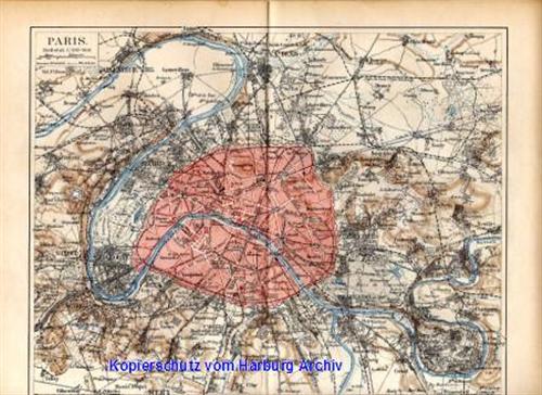 Orig.-Stich von 1893: Befestigungswerke von Paris