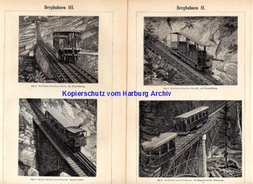 Orig.-Stich aus 1893: Bergbahnen I-III