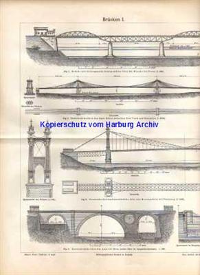 Orig.-Stich aus 1893: Brücken I-IV
