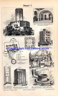 Orig.-Stich aus 1893: Burgen I - II