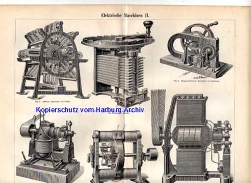 Orig.-Stich von 1893: Elektrische Maschinen I-V