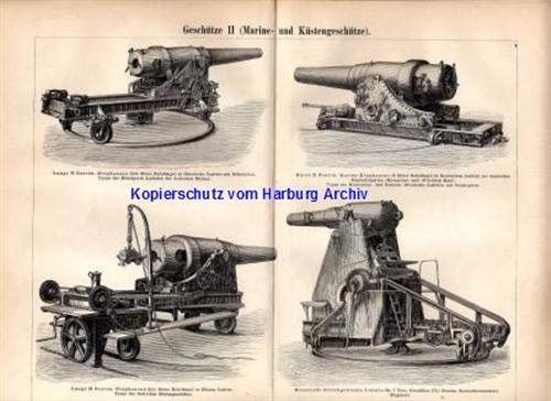 Orig.-Stich aus 1893: Geschütze II (Marine und Küstengeschütze)