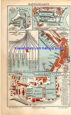 Orig.-Stich aus 1893: Hafenanlagen (Hafen)
