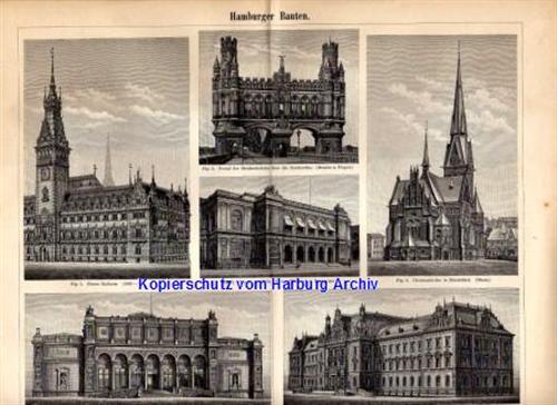 Orig.-Stich aus 1893: Hamburger Bauten (Hamburg)