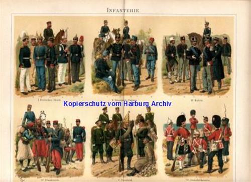 Orig.-Farblitho von 1893: Die Infanterie