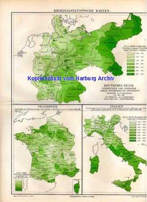 Orig.-Landkarte von 1893: Kriminalstatistische Karten