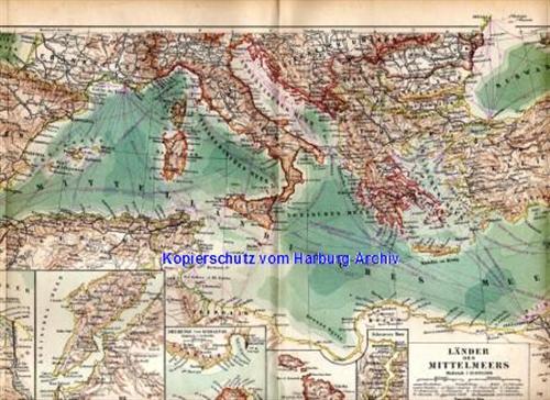 Orig.-Landkarte von 1893: Länder des Mittelmeerrs