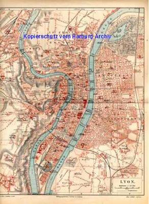 Orig.-Stich aus 1893: Stadtplan von Lyon