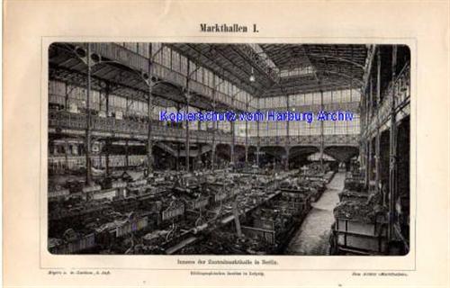 Orig.-Stich aus 1893: Markthallen I-II