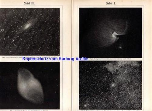 Orig.-Stich aus 1893: Nebel I-III Andromedanebel