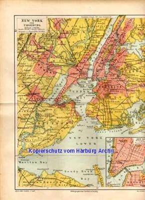 Orig.-Stich aus 1893: New York und Umgebung