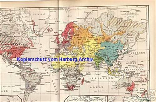 Missions Landkarte von 1893: Religions Karte der Erde
