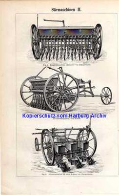 Orig.-Stich aus 1893: Säemaschinen