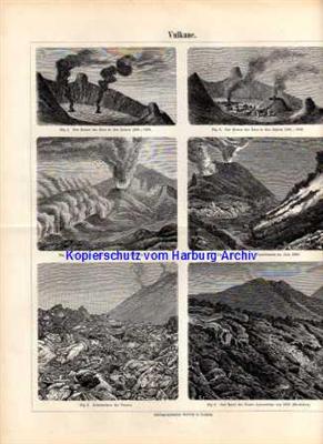 Orig.-Stich aus 1893: Vulkane