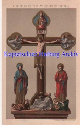 Orig.-Chromo aus 1894: Crucifix zu Wechselburg (Kruzifix)