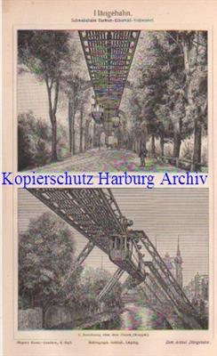 Orig.-Stich aus 1902: Hängebahn / Schwebebahn