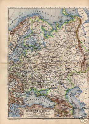 old original of 1893: Map of Russia (Europe)