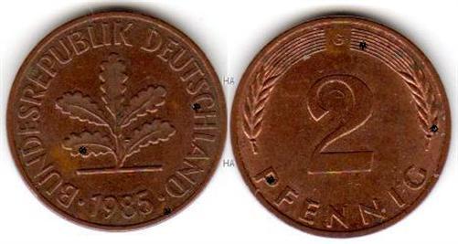 BRD Münze: 2 Pfennig 1985 G