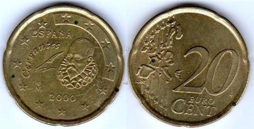 Euro Münze aus Spanien: 20 Cent 2000