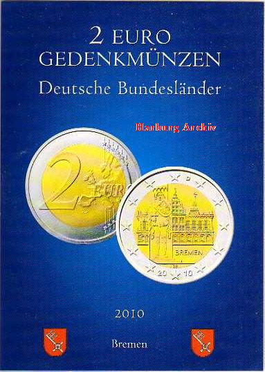 Euro Folder Sammelkarte für 2 Euro Bremen Münze 2010