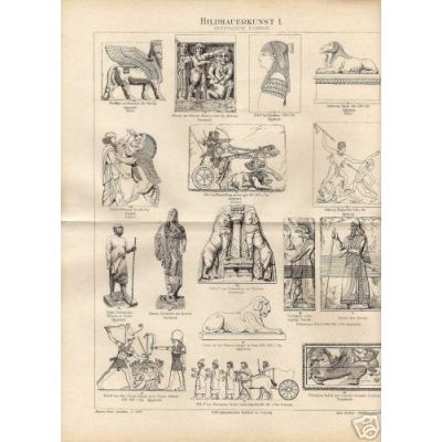Orig.-Stich von 1893: Die Geschichte der Bildhauerkunst