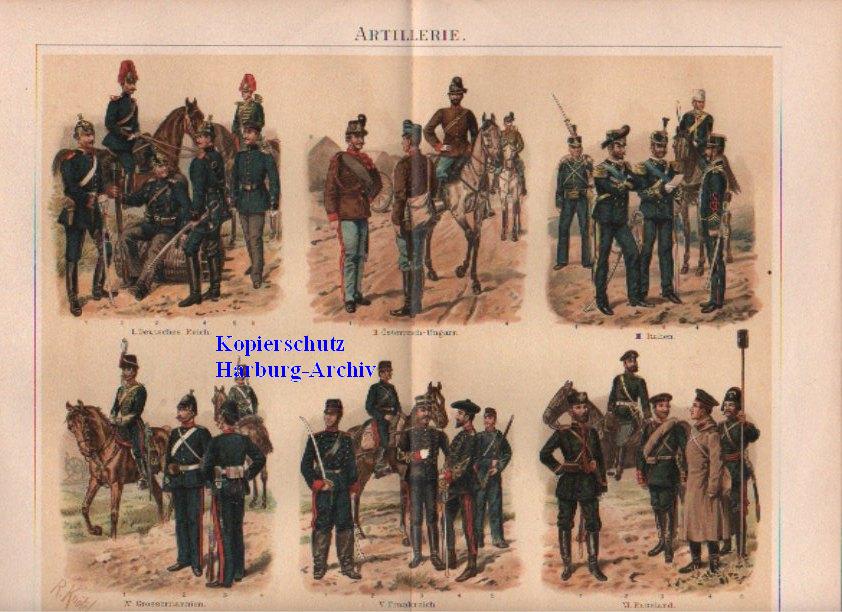 Orig.-Farblitho von 1893: Die Artillerie