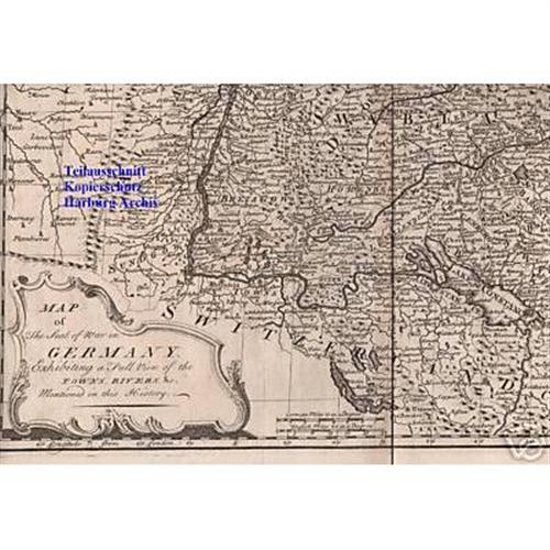 Kupferkarte aus 1770 von C. du Bosc: Map of the Seat of War in Germany