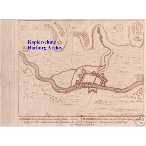 Orig.-Kupferkarte ca.1700 von Petrus Schenk: Stadt Heilbronn am Neckar