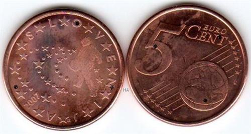 Euro Münze aus Slowenien: 5 Cent 2007