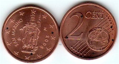 Euro Münze aus San Marino: 2 Cent 2006