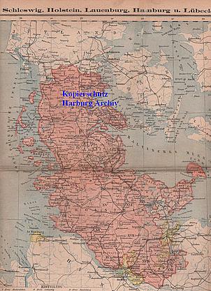 Farb-Druck aus 1901: Schleswig-Holstein Hamburg Lübeck