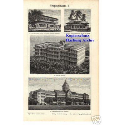 Orig.-Stich aus 1893: Tropengebäude I-II