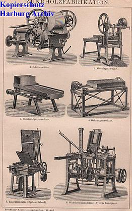 Orig.-Stich aus 1894: Zündholzfabrikation (Streichholz)