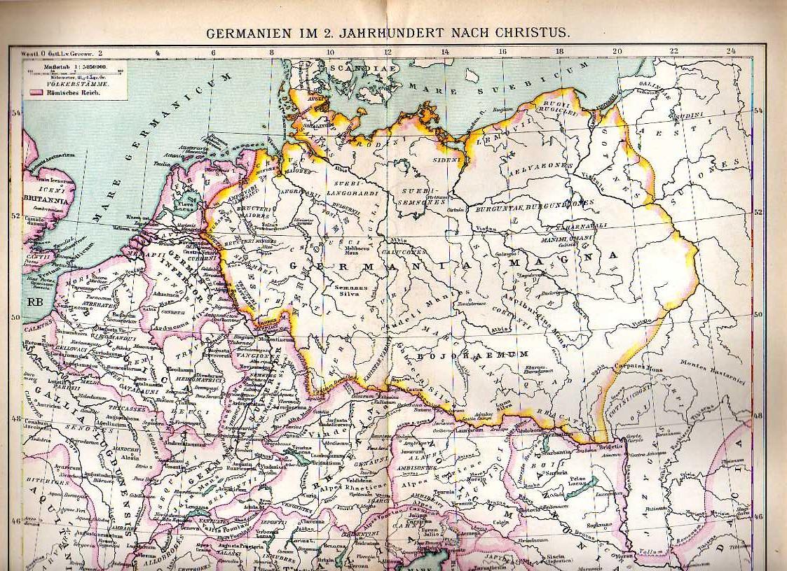Ansichten Landkarten Germanien Karte Kupferstich Coloriert Um 1616 