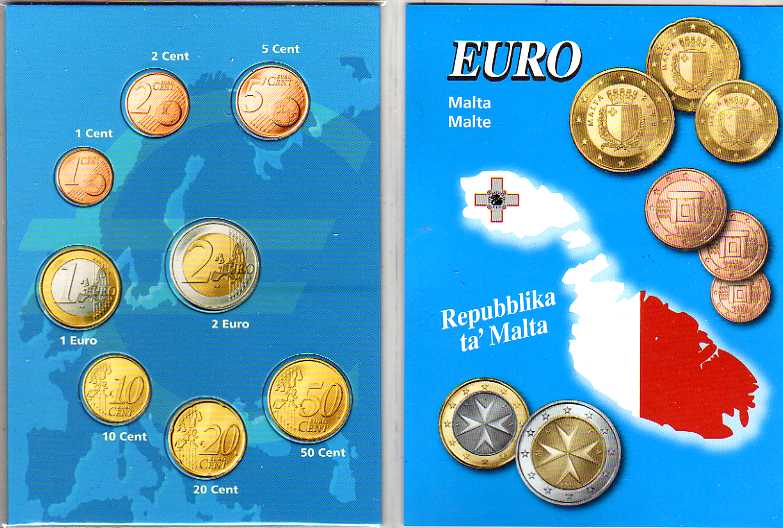 Euro Folder Sammelkarte für Eurosätze Malta