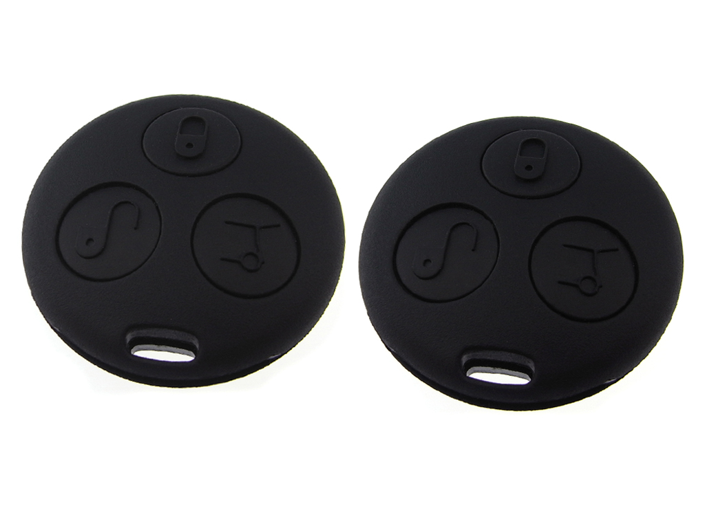 2x Smart Gehäuse Schlüssel 3 Tasten Fernbedienung Funk Ersatz Knopf ForTwo Gummi