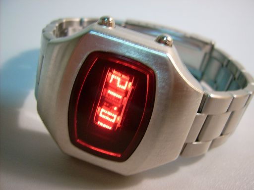 Retro 1970s LED watch Vintage red 70s style Space Age