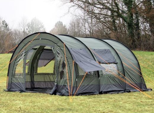 CampFeuer - XXL-Tunnelzelt, 2 Kabinen, 6 Pers., oliv-grau, 5000 mm
