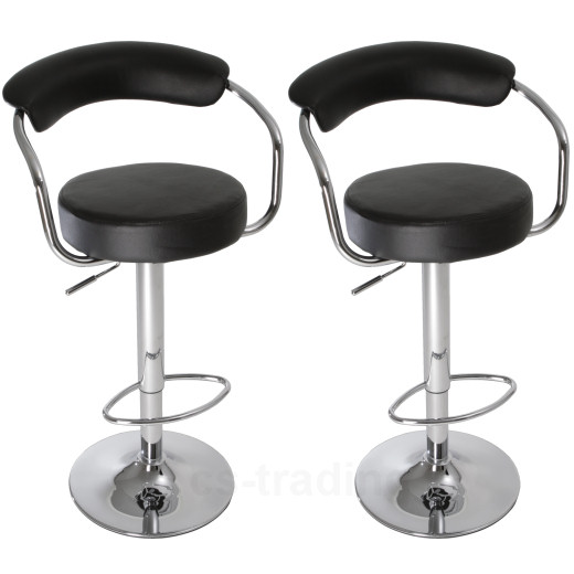 cs-trading 2x Barhocker mit Lehne, schwarz