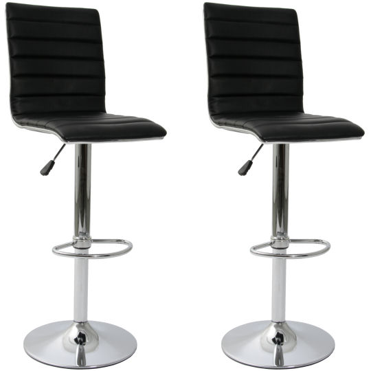 2x Design-Barhocker mit Stepp-Polster-Lehne, schwarz 2x Design-Barhocker mit Stepp-Polster-Lehne, schwarz