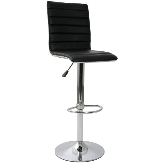 cs-trading Design-Barhocker mit Stepp-Polster-Lehne, schwarz